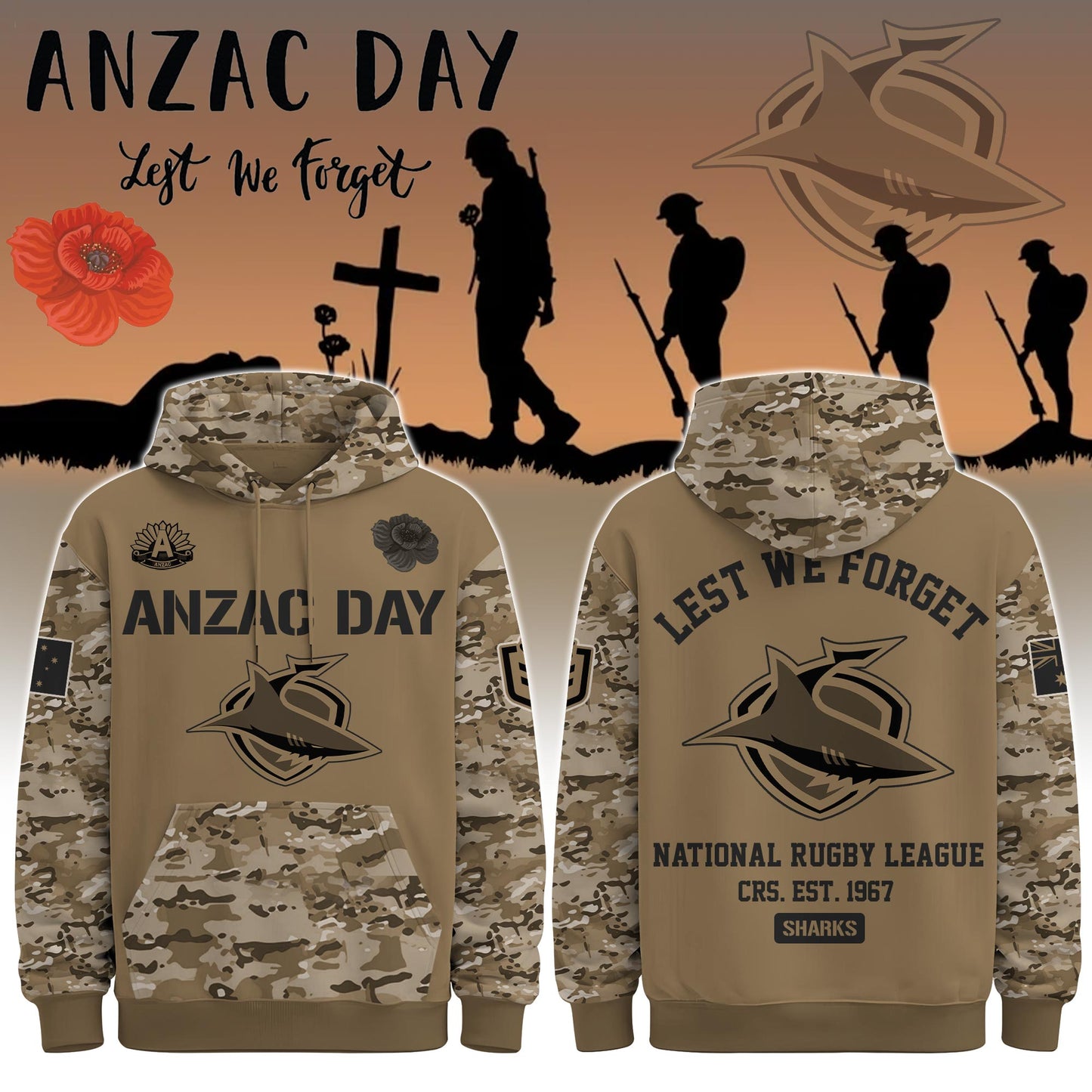 Cronulla-Sutherland Sharks “ Anzac Day Hoodie