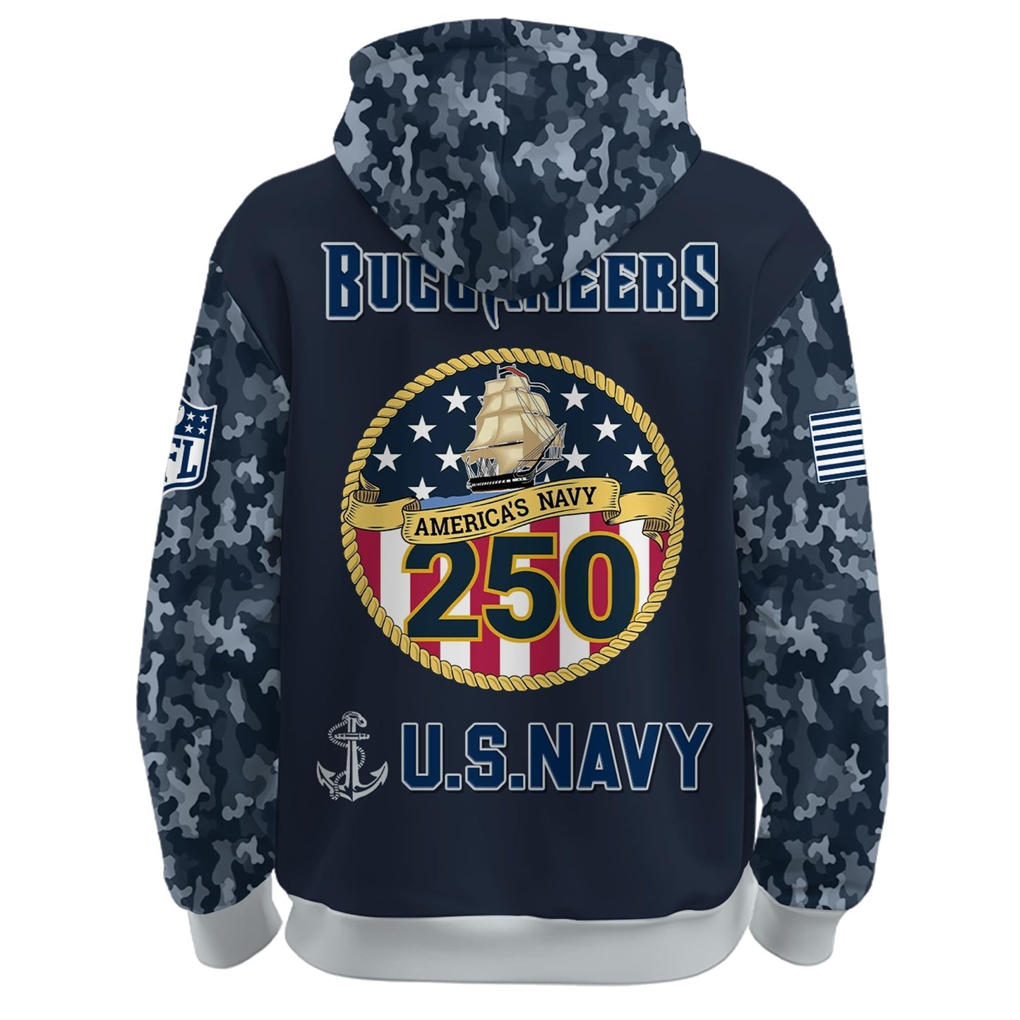 Tampa Bay Buccaneers Navy 250th Birthday Hoodie Limited Edions