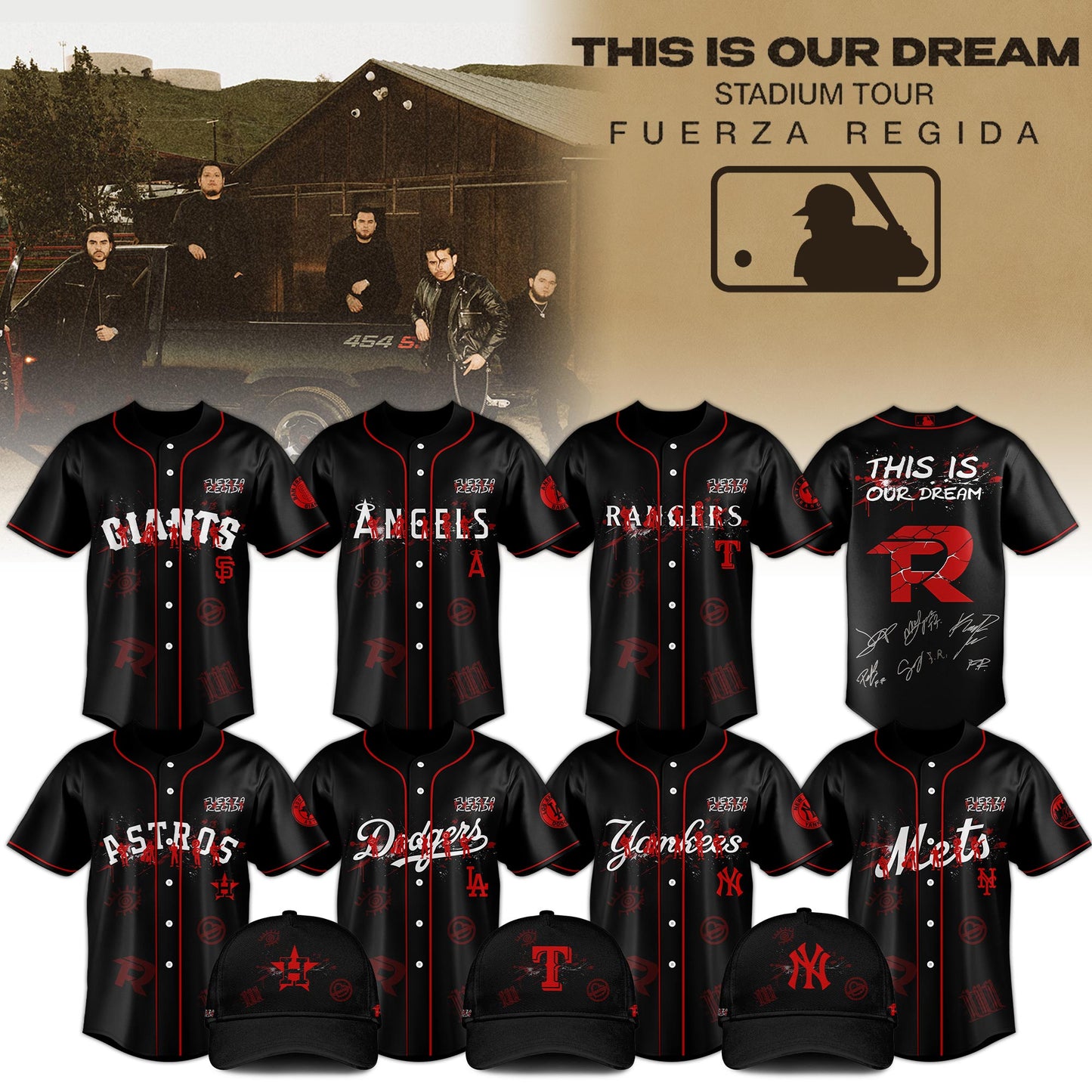 All Team MLB x Fuerza Regida This Is Our Dream Stadium Tour 2026 Jersey
