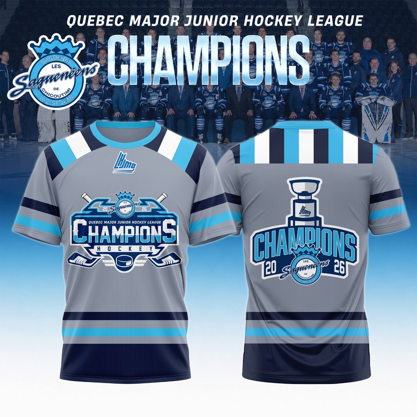 Chicoutimi Saguenéens 2026 QMJHL Champions Tshirt Limited Edition