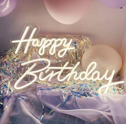 Custom Birthday Neon Sign, LED Neon Birthday Sign, Happy Birthday LED Sign, 50 & Fabulous Neon Sign, Party Sign, Aesthetic Event Décor