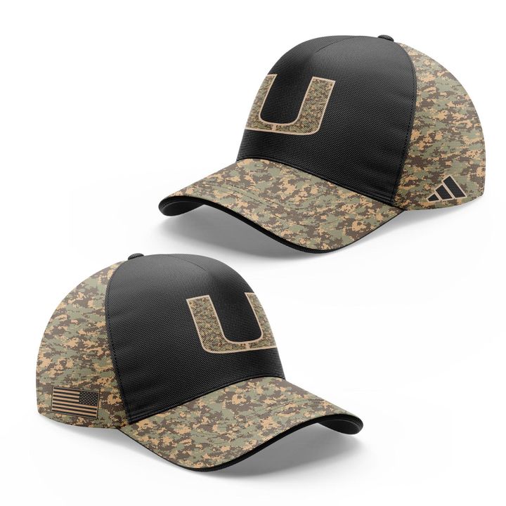 Camo Miami Hurricanes Honor & Support Premier Strategy Tee-V2