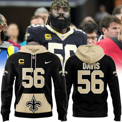 New Orleans Saints Demario Davis #56 Saints Captain Hoodie