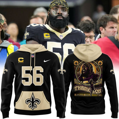 New Orleans Saints Demario Davis #56 Saints Captain Hoodie