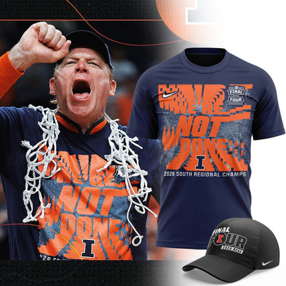 Navy Illinois Fighting Illini 2026 NCAA Men's Basketball Tournament March Madness Final Four T-Shirt-V1