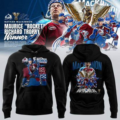 Nathan MacKinnon Colorado Avalanche NHL fresh ice Hoodie - Black