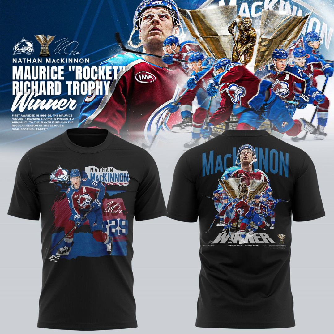 Nathan MacKinnon Colorado Avalanche NHL fresh ice T-Shirt - Black