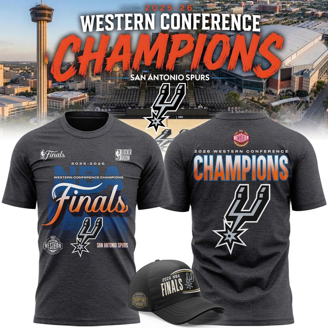San Antonio Spurs Fanatics Charcoal 2026 NBA Western Conference Champions Two-Sided T-Shirt