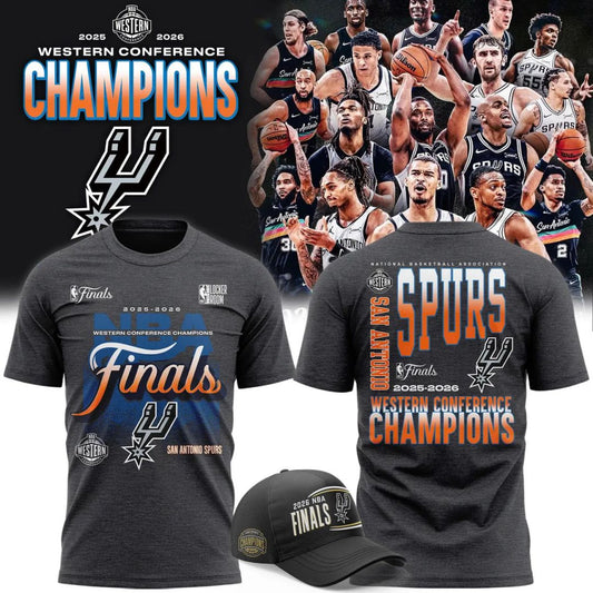 San Antonio Spurs Fanatics Charcoal 2026 NBA Western Conference Champions Two-Sided T-Shirt