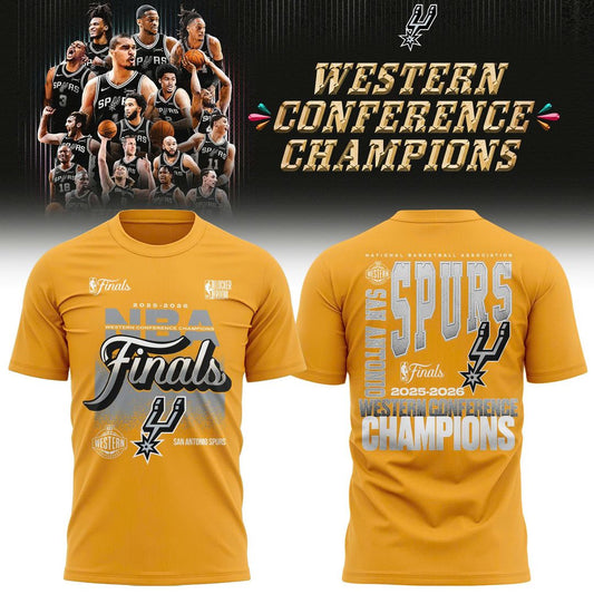 San Antonio Spurs Fanatics Charcoal 2026 NBA Western Conference Champions Two-Sided T-Shirt