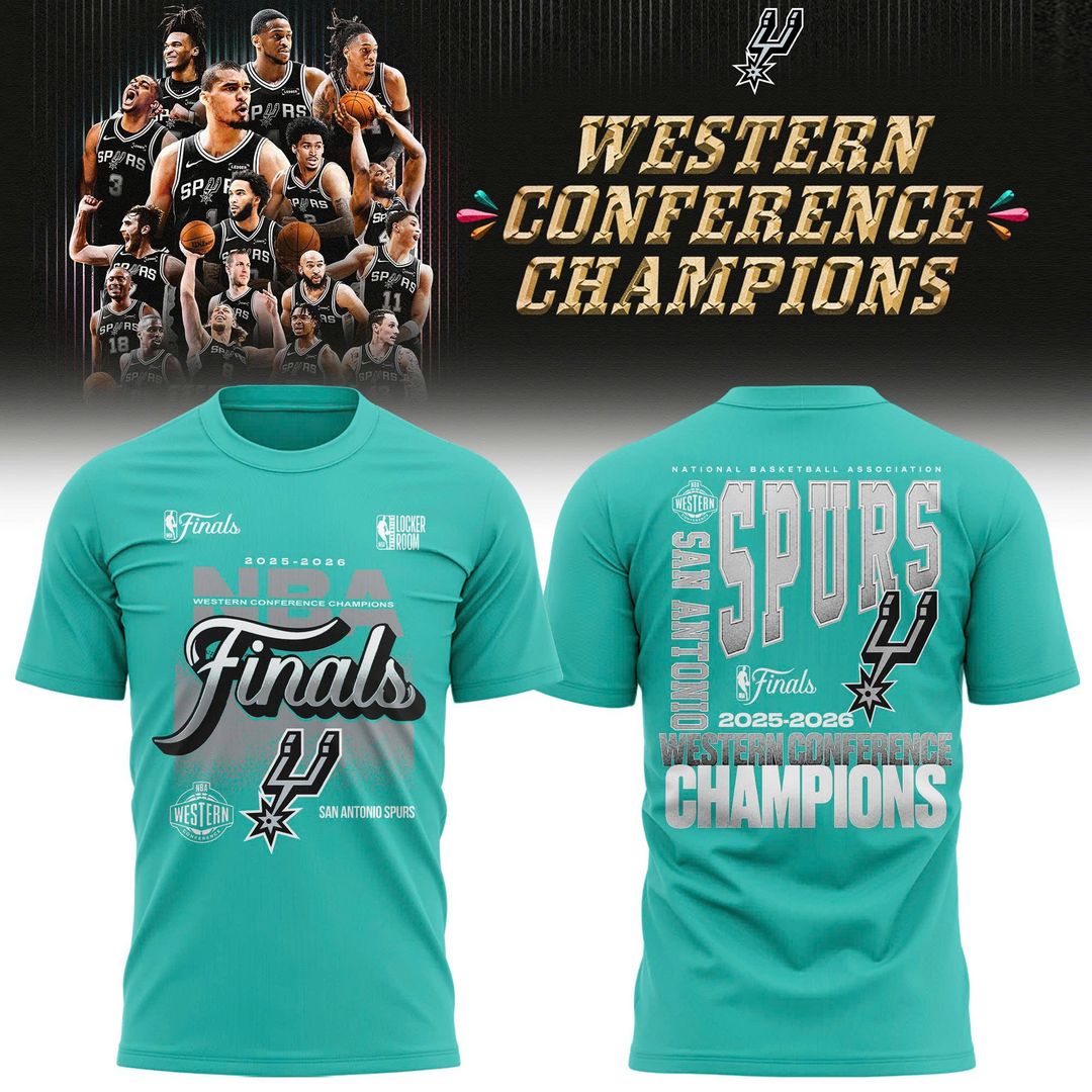 San Antonio Spurs Fanatics Charcoal 2026 NBA Western Conference Champions Two-Sided T-Shirt