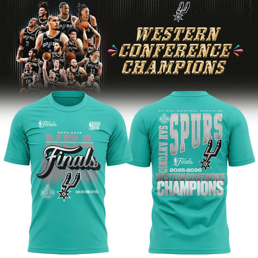 San Antonio Spurs Fanatics Charcoal 2026 NBA Western Conference Champions Two-Sided T-Shirt