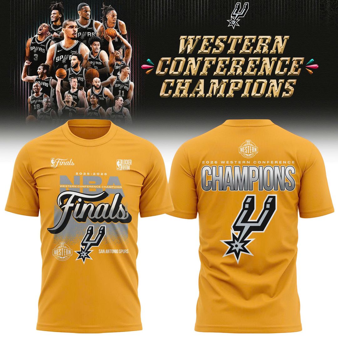 San Antonio Spurs Fanatics Charcoal 2026 NBA Western Conference Champions Two-Sided T-Shirt