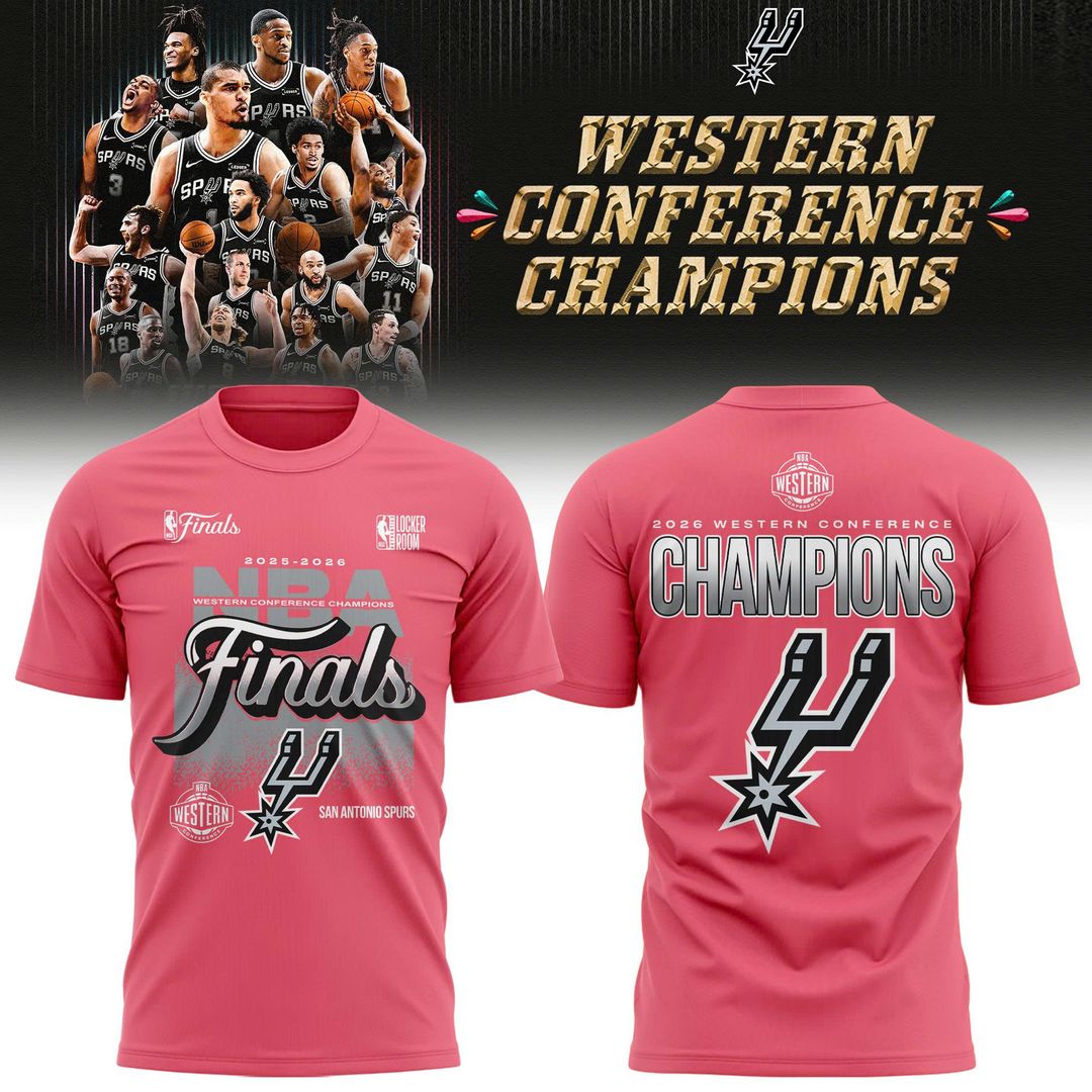 San Antonio Spurs Fanatics Charcoal 2026 NBA Western Conference Champions Two-Sided T-Shirt