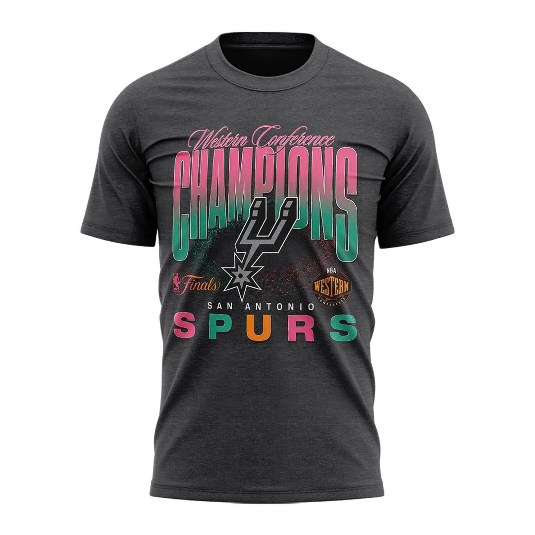 Men's San Antonio Spurs Charcoal 2026 NBA Western Conference Champions Locker Room T-Shirt