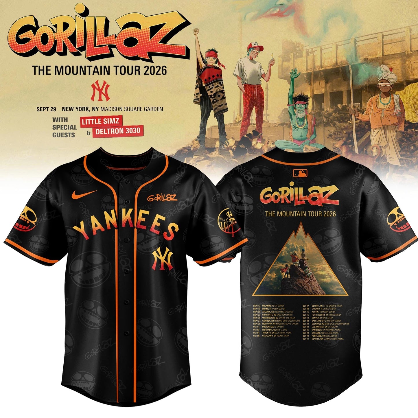 New York Yankees x Gorillaz ‘The Mountain Tour 2026’ Limited Edition Jersey