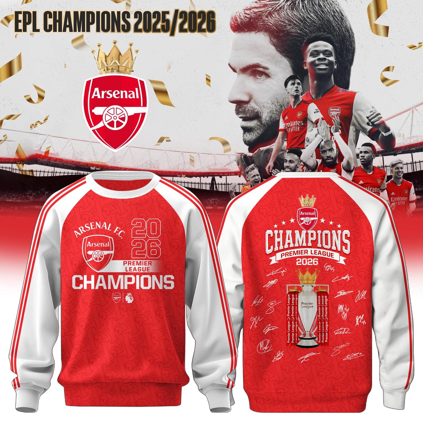 Arsenal Premier League Champions 25/26 Sweatshirt Limited Edition