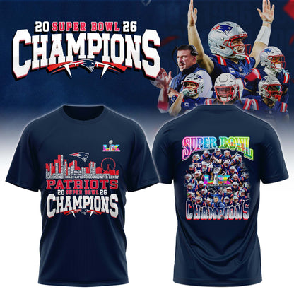 New England Patriots“ Super Bowl LX 2025 Champions T-Shirt