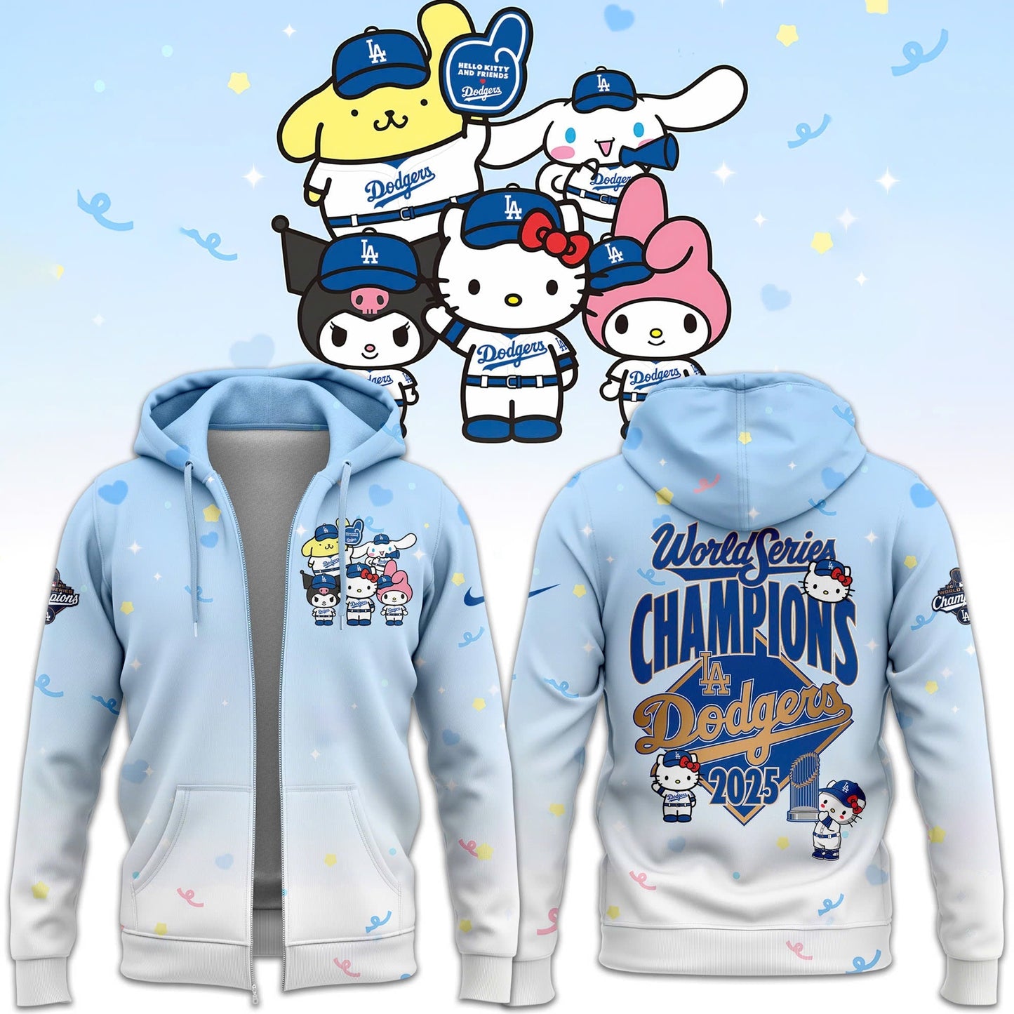 2025 HELLO KITTY x DODGERS CHAMPIONS Zip Hoodie