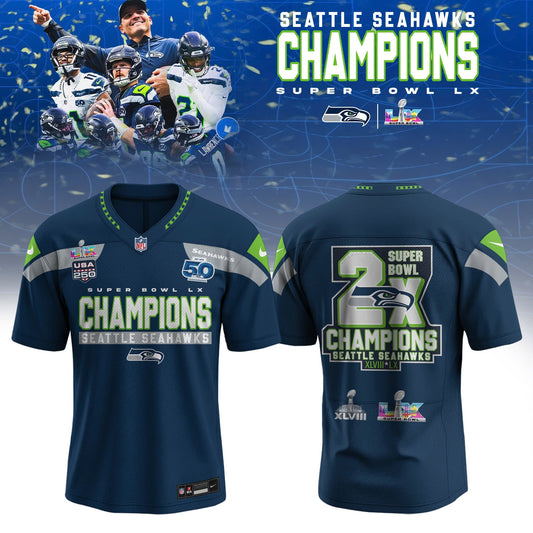 Seattle Seahawks Super Bowl LX Champions 2026 Special Edition Jersey