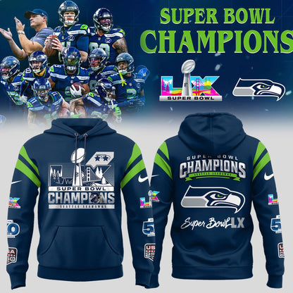 Seattle Seahawks Super Bowl LX Champions Hoodie