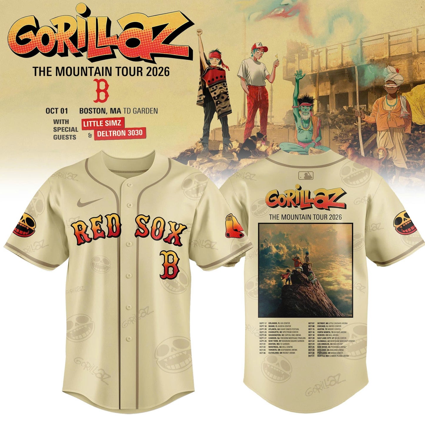 Boston Red Sox x Gorillaz ‘The Mountain Tour 2026’ Limited Edition Jersey