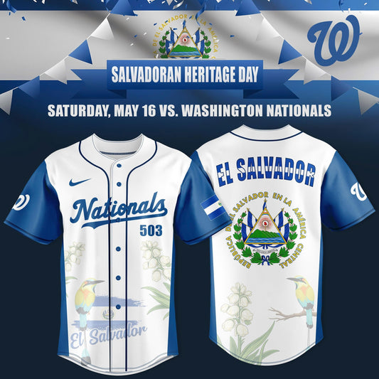 Washington Nationals Salvadoran Heritage Day in DC 2026 Edition Jersey