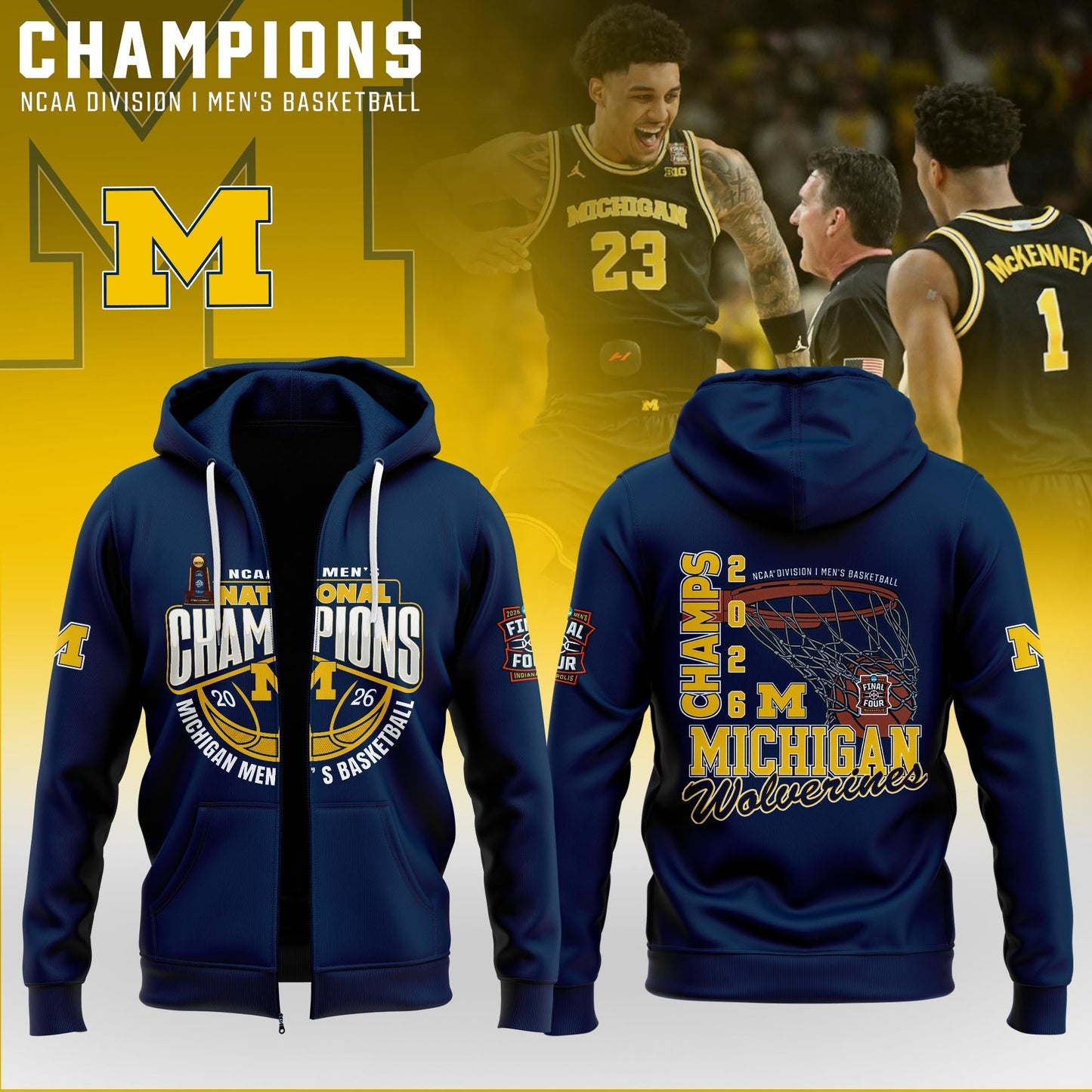 MICH Men™s Basketball 2026 National Champions ZipHoodie Limited Edition